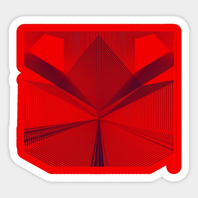 Geometric abstract red linear Sticker by carolsalazar